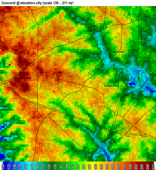 Concord elevation map