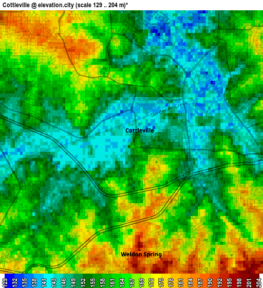 Cottleville elevation map