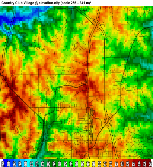 Country Club Village elevation map