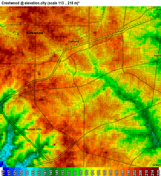 Crestwood elevation map