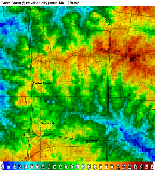 Creve Coeur elevation map