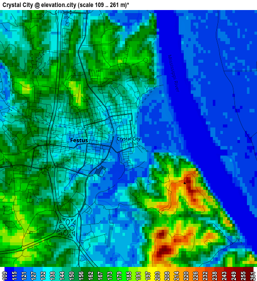 Crystal City elevation map