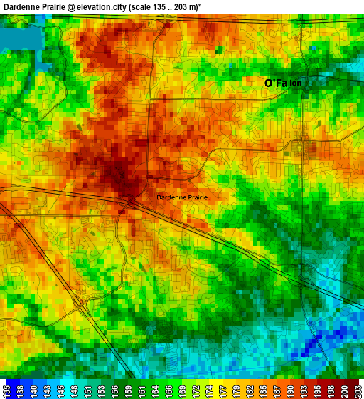 Dardenne Prairie elevation map