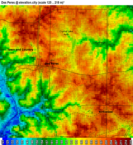 Des Peres elevation map