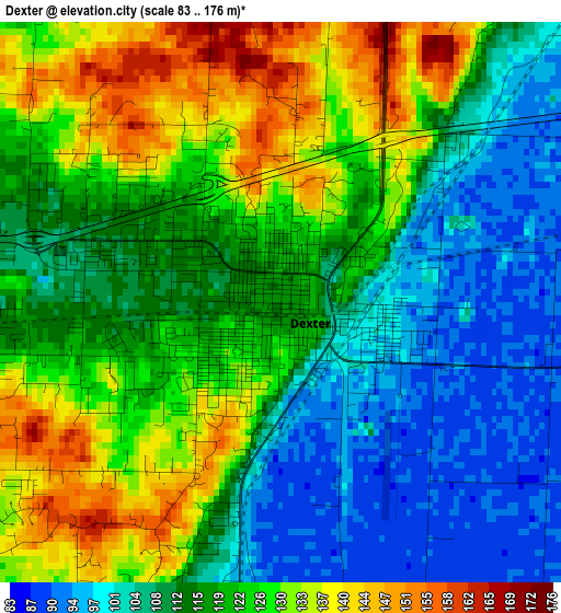 Dexter elevation map