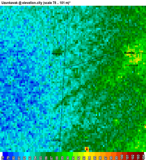 Uzunkavak elevation map