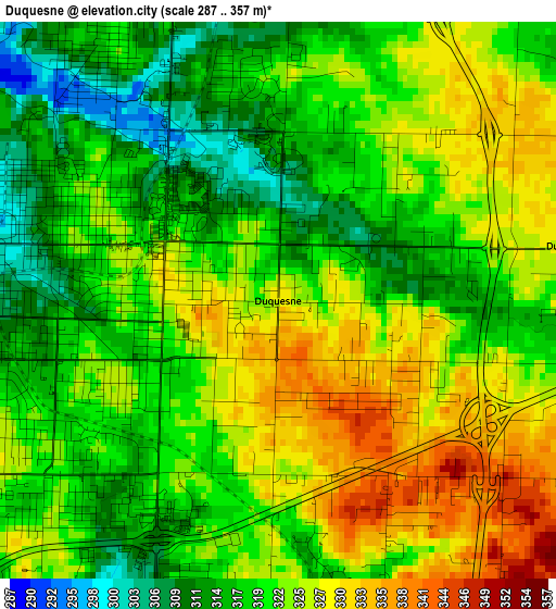 Duquesne elevation map