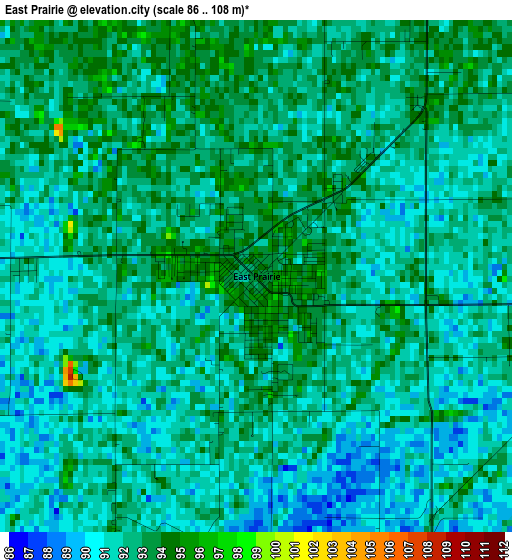 East Prairie elevation map