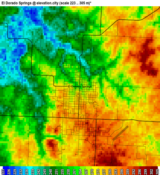 El Dorado Springs elevation map