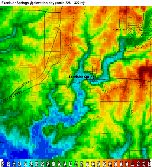 Excelsior Springs elevation map