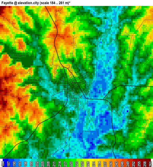 Fayette elevation map