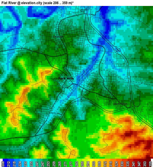 Flat River elevation map