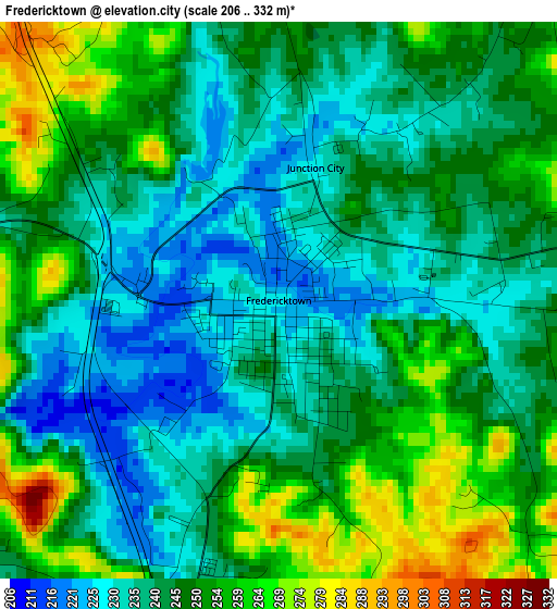 Fredericktown elevation map