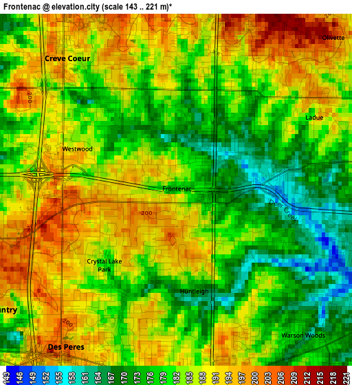 Frontenac elevation map