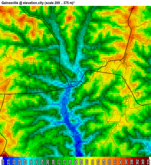 Gainesville elevation map