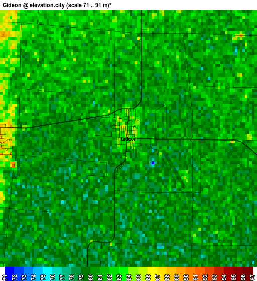 Gideon elevation map