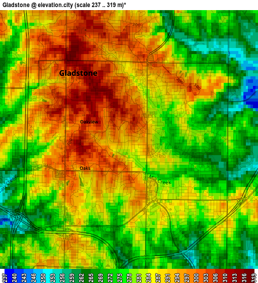 Gladstone elevation map