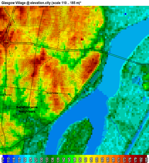 Glasgow Village elevation map