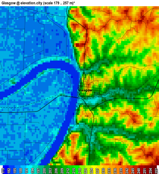 Glasgow elevation map