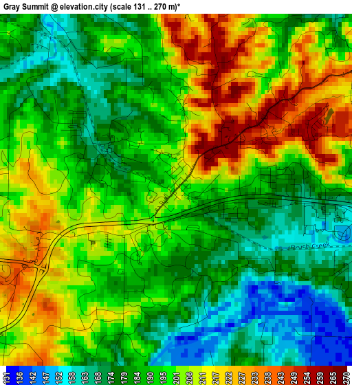 Gray Summit elevation map