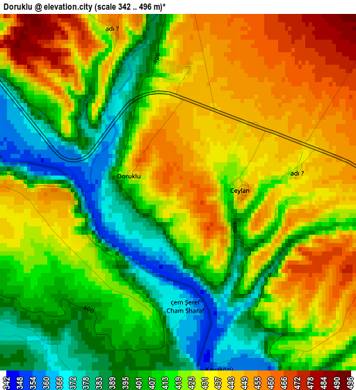 Doruklu elevation map