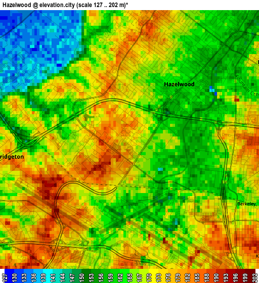 Hazelwood elevation map