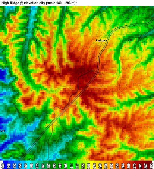 High Ridge elevation map