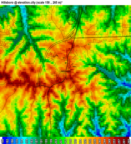 Hillsboro elevation map