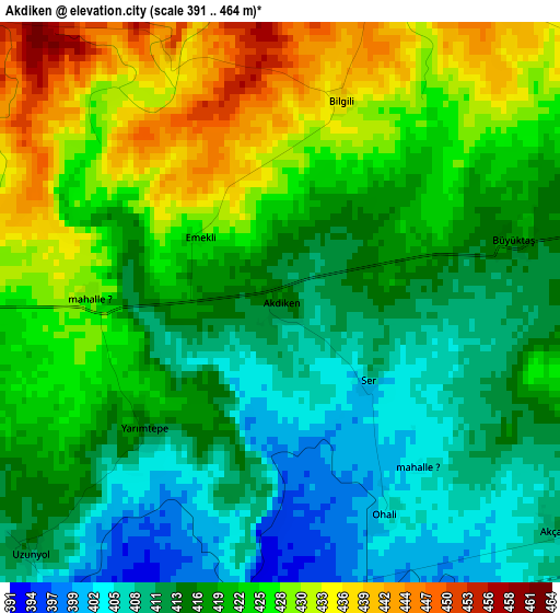 Akdiken elevation map