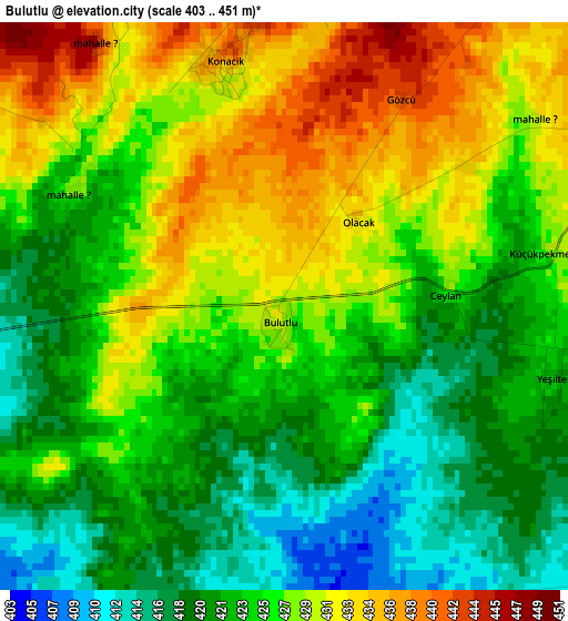 Bulutlu elevation map