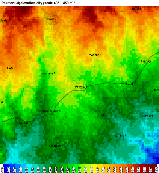 Pekmezli elevation map