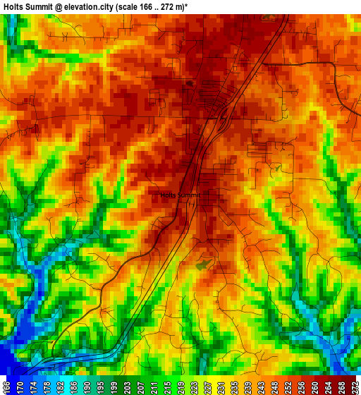 Holts Summit elevation map