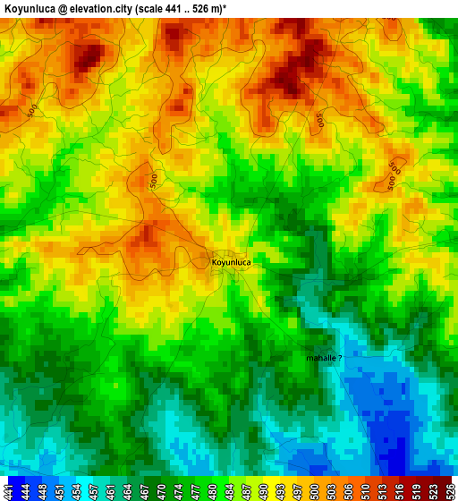 Koyunluca elevation map