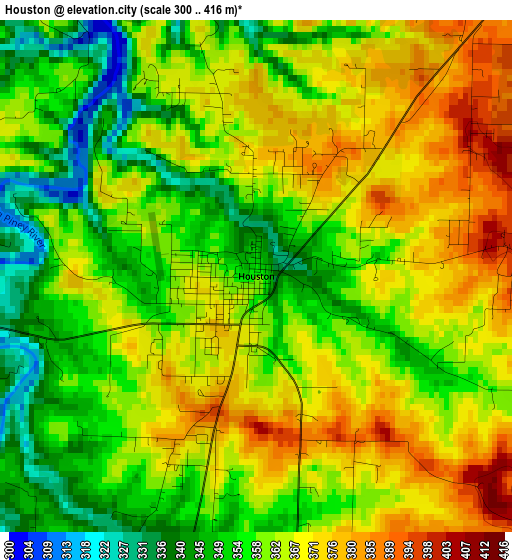 Houston elevation map