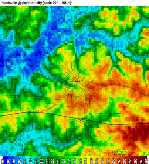 Huntsville elevation map