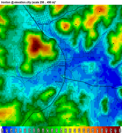 Ironton elevation map