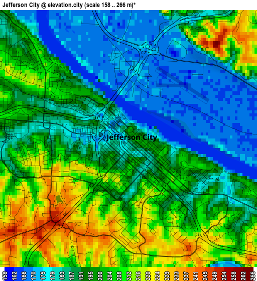 Jefferson City elevation map