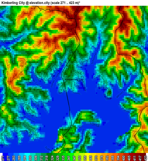 Kimberling City elevation map