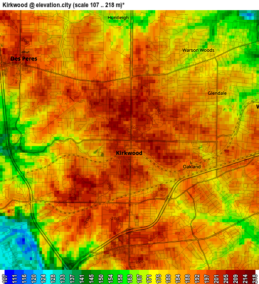 Kirkwood elevation map