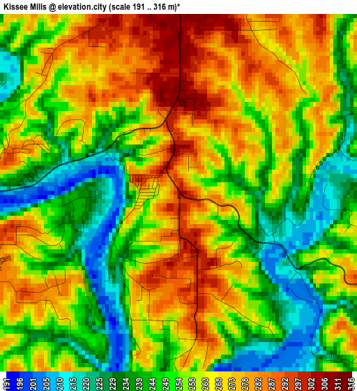 Kissee Mills elevation map