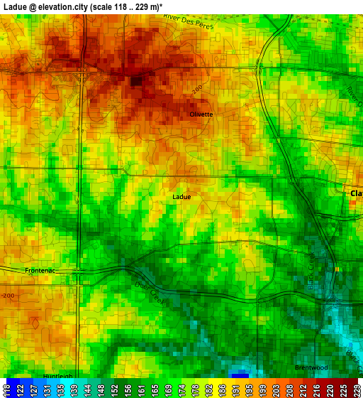 Ladue elevation map