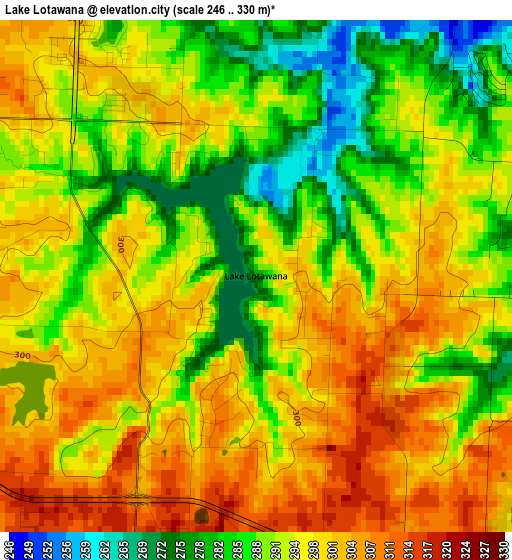 Lake Lotawana elevation map