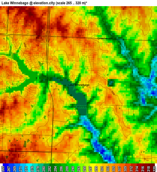 Lake Winnebago elevation map