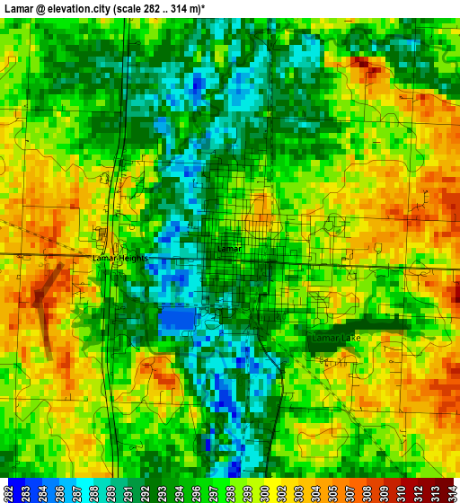 Lamar elevation map