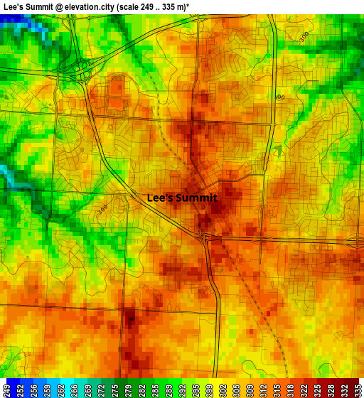 Lee's Summit elevation map