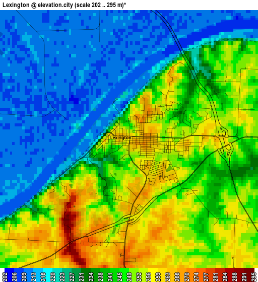 Lexington elevation map