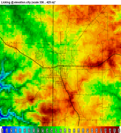 Licking elevation map