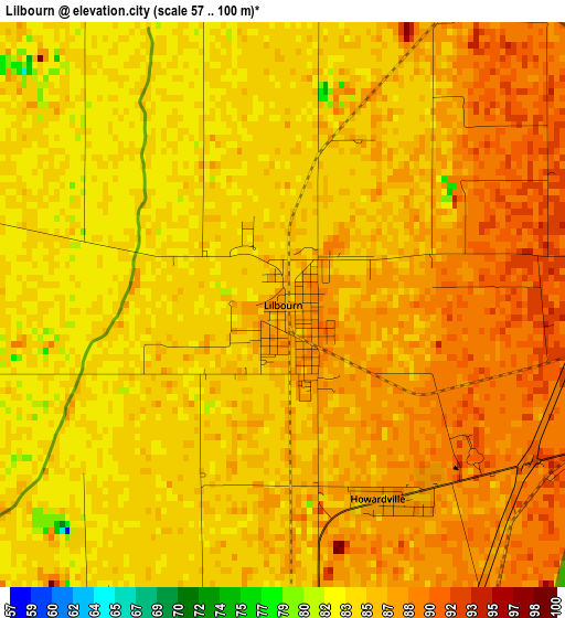 Lilbourn elevation map