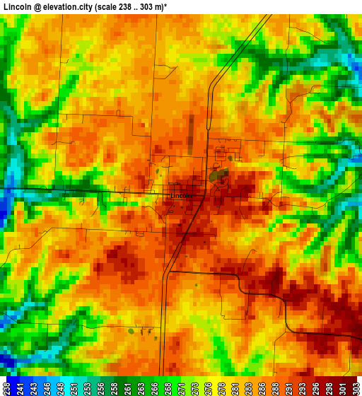 Lincoln elevation map