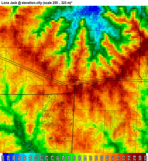 Lone Jack elevation map